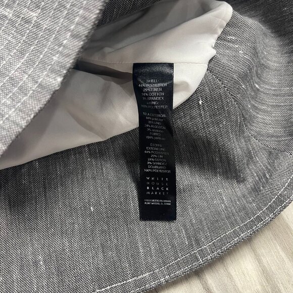 White House Black Market Linen Blend Jacket 16 Full Zip Pockets Gray Chambray - Picture 5 of 8